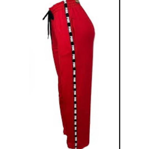 VS Pink Women's Size Medium Pink Track Pants Red - Picture 1 of 11
